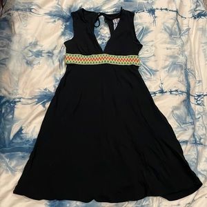Black Free People dress with pink green teal ribbon waist, size small